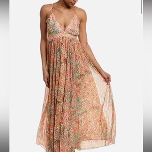 ROCOCO SAND ACCORDION PLEATED MAXI DRESS